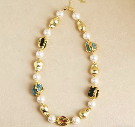✨ “Aurora Royale” 18K Gold-Plated Statement Necklace