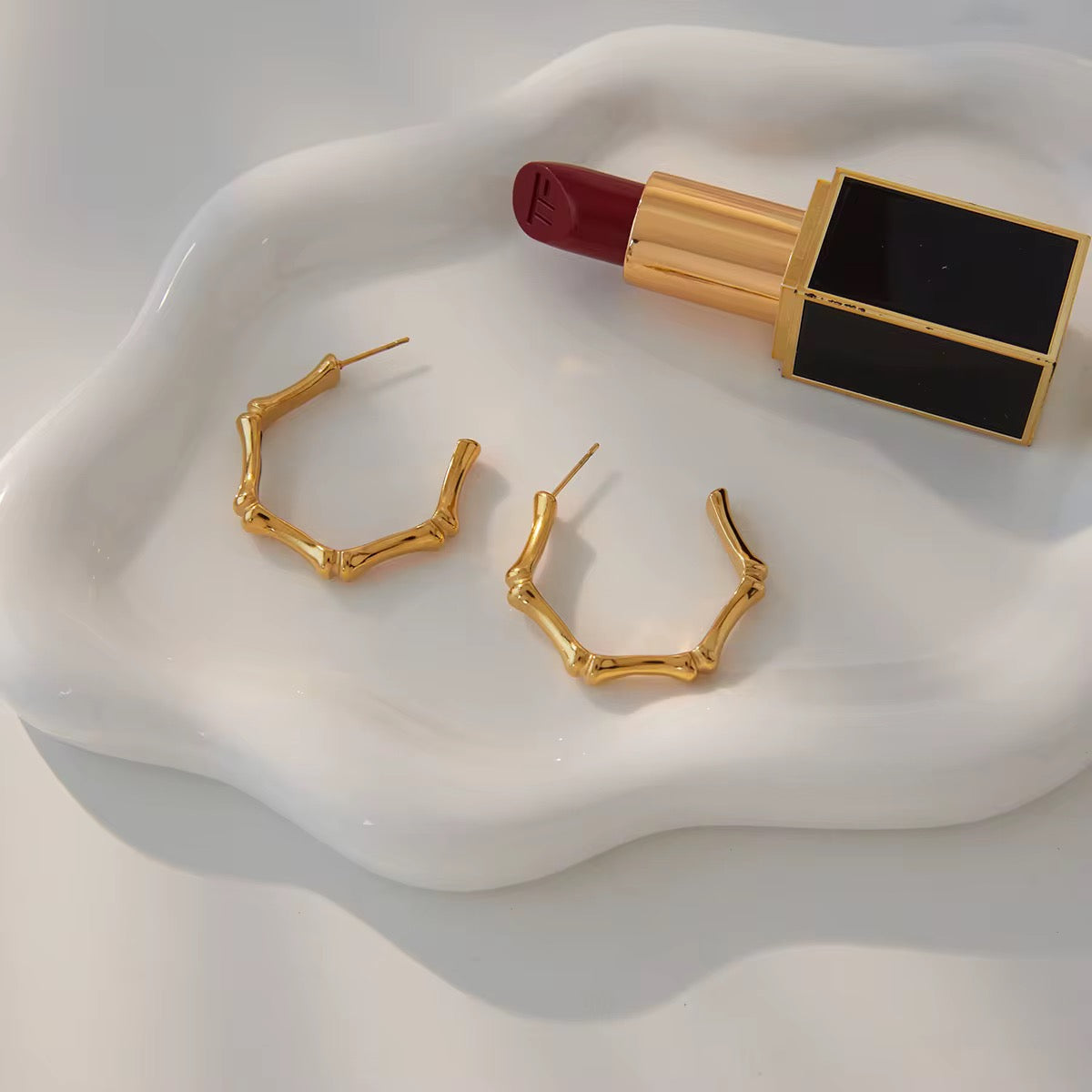 The Gilded Bamboo Luxe Hoops