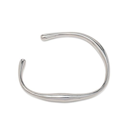 Wave Form Cuff – Silver Plated Stainless Steel Bangle
