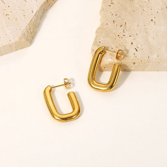 Timeless U - Shaped Gold Earrings
