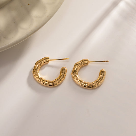 Golden Glow Textured Hoop Earrings