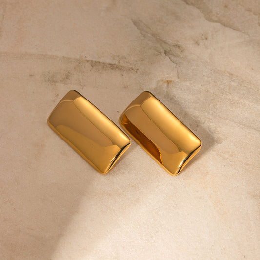 18K Gold-Plated Vintage Rectangle Statement Earrings