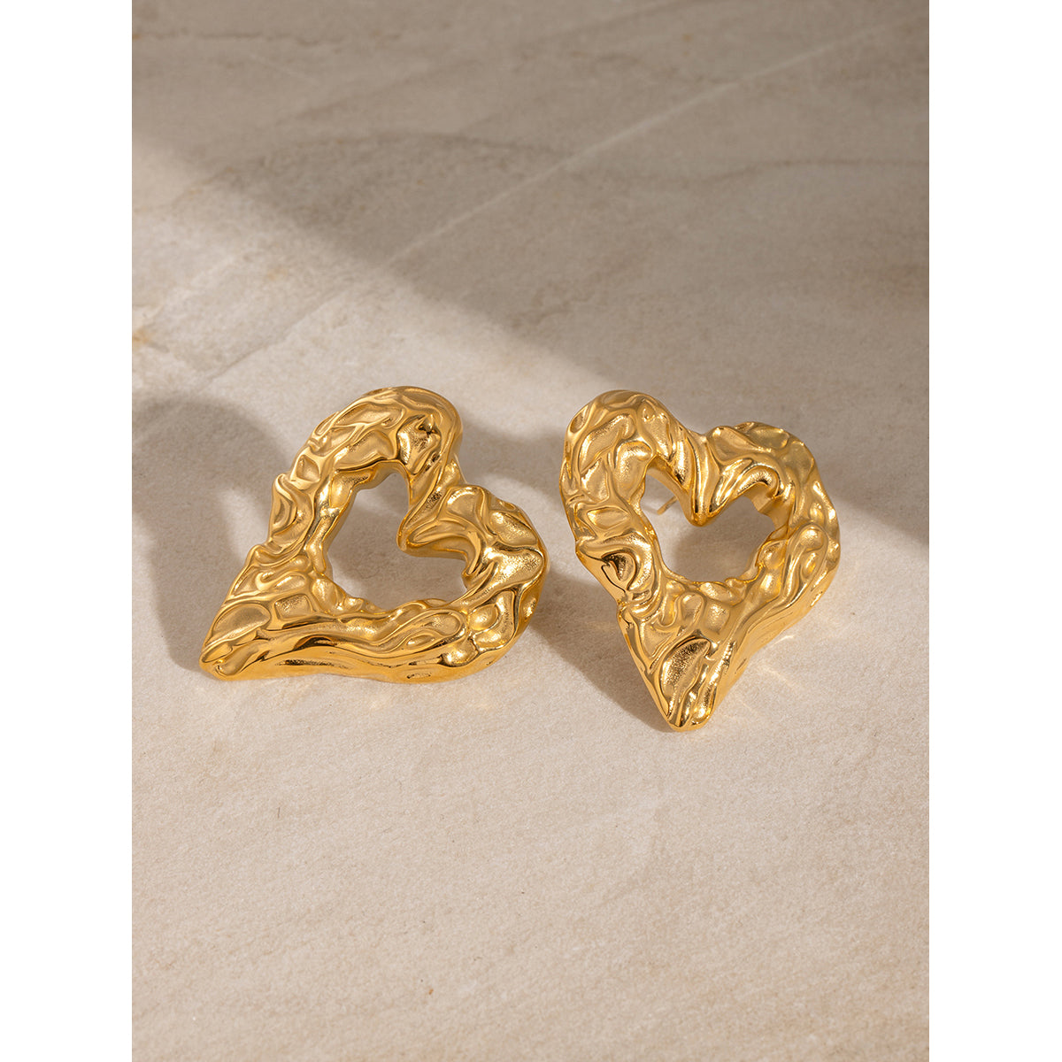 Lava Luxe 18K Gold PVD Chunky Heart Statement Earrings