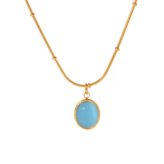 Mystic Mint : Natural Cat`s Eye Opal Pendant