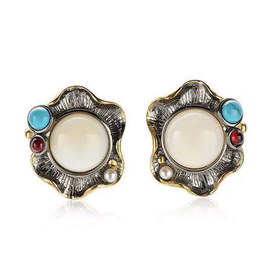 Marine Chalcedony Sterling Silver Earrings