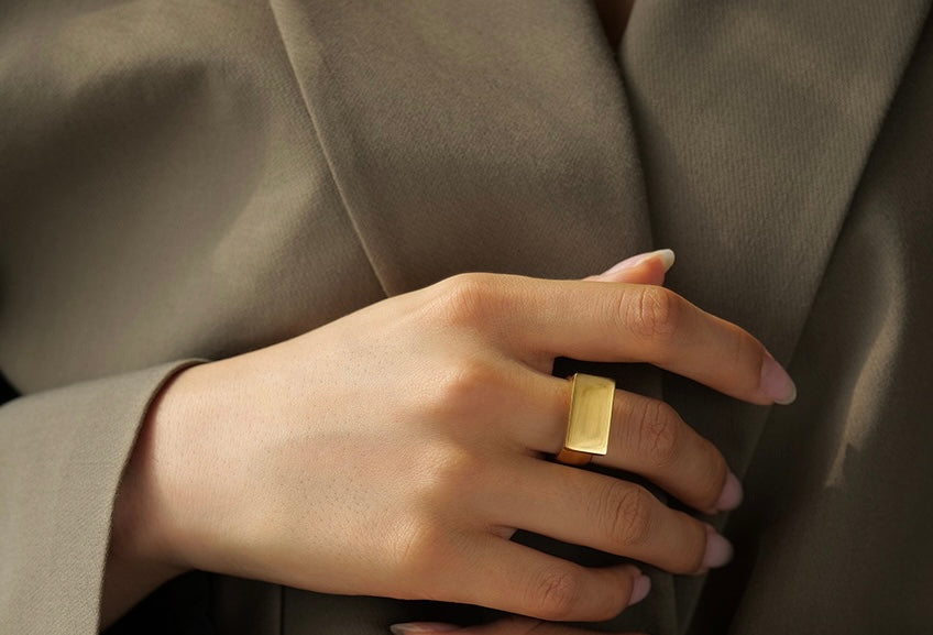 Gold Plated Stainless Steel Adjustable Ring