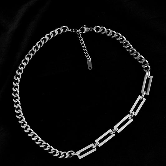 Silver Stainless Steel Layered Chain Necklace - Sleek and Modern
