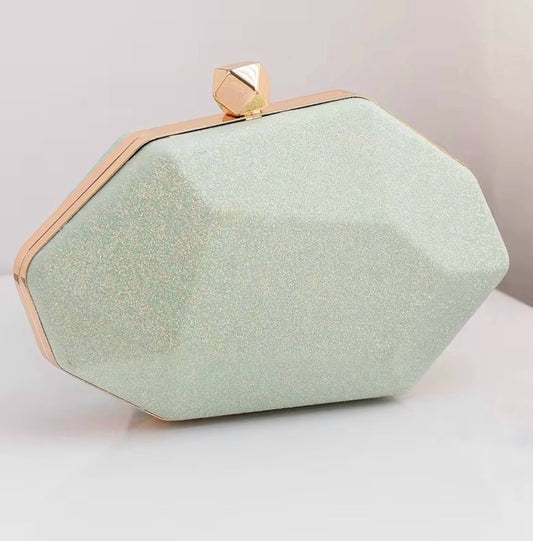 Seafoam Sparkle Shell Clutch